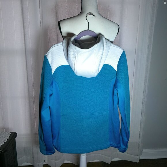 SPYDER Long Sleeve Hooded Zip-Up Ocean Blue w/White Color Blocking Jacket XL - Picture 4 of 11
